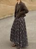 K Mesh Splicing Color Blocking Plaid Half Skirt For Women, New High Waisted Drape Pleated Loose Umbrella Skirt_ecoleips.com