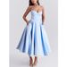 Women's Clothing New Suspender V Neck Sleeveless Dress Tutu Skirt Long Skirt_ecoleips.com