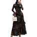 Large Stock Two-Piece Set Black Strap Floral Elegant Temperament Super Fairy Sweet French Mid-Length Dress_ecoleips.com