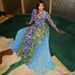Women's Slimming Bodycon Long Dress American Style Printed Personalized Slightly Sheer High Neck Commuter Dress_ecoleips.com