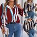 Real Shot Of 2026 Spring/Summer European And American Casual Versatile Color-block Striped Long-sleeve Shirt With Suit_ecoleips.com