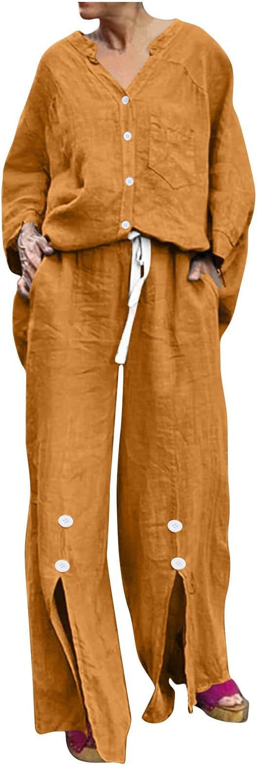Women's Clothing Spring And Autumn Wear V Neck Long Sleeved Cardigan Tops And Pants Two Piece Set_ecoleips.com