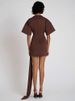 Mozision Fashion Short Sleeve Ruched Sexy Mini Dress Women Elegant Metal Decoration Solid O Neck High Waist Club Dresses New_ecoleips.com