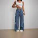 Women's Clothing Y2K Street Style Bow Collage Washed Jeans Loose Straight Wide Leg Trousers For Women Fashion_ecoleips.com