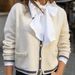 Elegant V-Neck Knit Cardigan For Women – Soft & Stylish Layering Piece For Autumn & Winter (S-L, White)_ecoleips.com