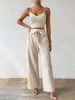 2025 Women's Push-Up Bra Top + Stretch Straight-Leg Pants Holiday Casual Set_ecoleips.com