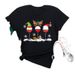 Merry Christmas Tree Santa Claus Cartoon Plus Size Women's Fashion Short Sleeve T-Shirt_ecoleips.com