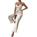 2025 Women's Push-Up Bra Top + Stretch Straight-Leg Pants Holiday Casual Set_ecoleips.com