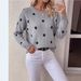 Women's round Neck Polka Dot Jacquard Knit Sweater European American Style Relaxed Fit Long Sleeves Loose Pullover Top for Autumn Winter_ecoleips.com