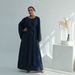 Modest Abaya Dress AIYIRUI High-Waisted Belted Dress – Minimalist V-Neck, Wooden Buttons & Flowy Silhouette (5 Neutral Colors, S-XL)_ecoleips.com