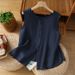 Women's Clothing Stylish Sleeveless Cotton Linen Vest Shirt Top For Curvy Women Round Neck Loose Fit Spring Summer Plus Size_ecoleips.com
