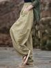 Suitable For All Seasons Draped Lantern For Women Spring Summer Carrot Casual Loose Cotton Linen Wide Leg High Waist Harem Pants_ecoleips.com
