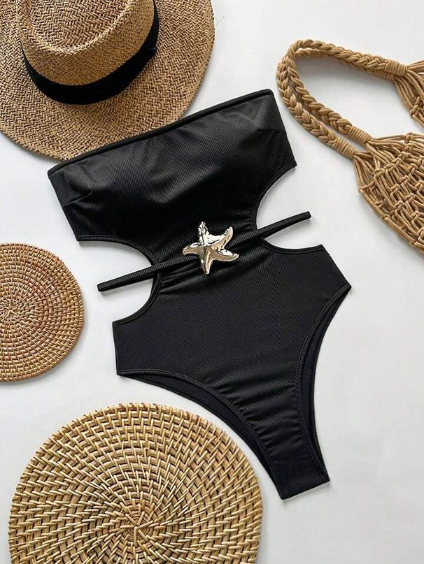 Women's Sexy One-Piece Swimsuit - Slimming Nylon Swimsuit With Cover-Up (Pure Color, European & American Fit)_ecoleips.com
