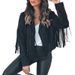 Women's Slim Fit Faux Suede Fringe Jacket Short Length Long Sleeve Tassel Details Black Rust Beige Pink White Brown Camel S-XL_ecoleips.com