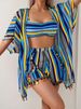 Sexy Tassel Bikini Set 4-Piece Sunscreen Cover Up Swimsuit For Women American Middle Eastern Fashion_ecoleips.com
