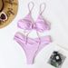 Women's Clothing New Solid Color Lace Bow Split Swimsuit Female Bikini_ecoleips.com
