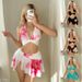 2026 New Women's European And American Style Two-Piece Skirt Swimsuit Feminine Sexy Printed Mesh Patchwork Bikini Swimwear_ecoleips.com
