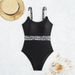 High-Waisted One-Piece Swimsuit for Women Slimming Retro Design Chain Detail Full Coverage Comfortable Fit_ecoleips.com
