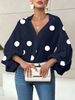 Women's Chic French Polka Dot Top Half Open Collar Loose Fit Long Sleeve Niche Style Fashion_ecoleips.com