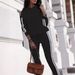 Women's Casual Two-Piece Sportswear Set – Black Top & Pants (S-XXL, Spring & Autumn)_ecoleips.com