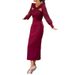 ng2510292 Cross-border European And American Women's Elegant Twisted Hollow Chiffon Sleeve Mid-Length Dress| Evening Dress_ecoleips.com