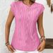 Women's Clothing Round Neck Jacquard Short Sleeve Loose T Shirt Vest_ecoleips.com