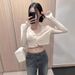 Korean Dongdaemun Women's Short Casual Cardigan Long Sleeve Simple Versatile Solid Color Top for Layering_ecoleips.com