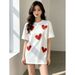 2026 Summer 100% Cotton Loose New Casual Design Pearl 3D Heart Short Sleeve T-Shirt Top_ecoleips.com