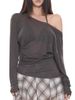 See Through Long Sleeve Oversize T Shirt Women Sexy Back Bandage Off Shoulder Top Female Basic Long Tees Korean Chic Lady New_ecoleips.com
