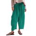 Women's Clothing Striped Straight Leg Pants Elastic Waist Cropped Pleated Breathable Casual Bottoms For Spring Autumn_ecoleips.com