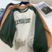 European American Style Crew Neck Sweatshirt For Women, New Spring And Autumn Model, Loose Fit, Slimming, Color-blocking_ecoleips.com