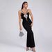 V-Neck Mesh Bandage Strap Dress With Rhinestones – Sexy Backless Evening Gown For Women Women's Clothing_ecoleips.com