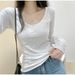 ng2510292 White Bamboo Cotton Long-sleeve T-shirt Women, Suitable For Early Spring And Autumn, Korean Style, Can Be Worn As An_ecoleips.com
