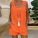 Women's Solid Color Sleeveless Shorts Set, Elegant Round Neck Two-Piece Outfit For Work & Casual_ecoleips.com