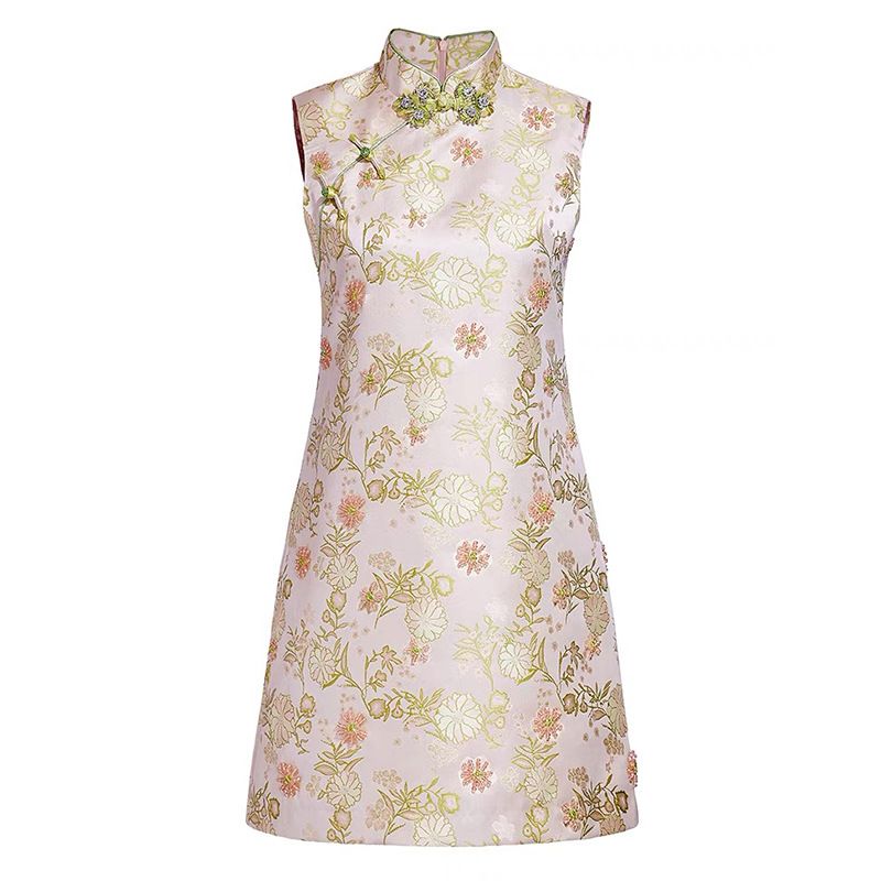 2024 Summer Embroidered High-End Printed Beaded New Chinese National Style Cheongsam_ecoleips.com