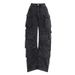 Women's Clothing Distressed Grey Utility Cargo Pants – Streetwear Oversized Wide-Leg Jeans With Multi-Pockets | High Waist, Stretch Comfort_ecoleips.com