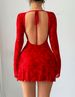 Women's Clothing Sexy Fashion New Printed Backless Dress Temperament Elegant Trumpet Sleeve Short Skirt_ecoleips.com
