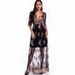 Glam Sequin Maxi Dress - V-Neck Disco Retro Evening Gown With Floral Embroidery (S-XL)_ecoleips.com
