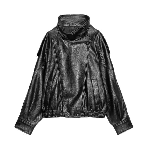Aria Basics Foreign Trade Cross-Border 2025 ZA Series European And American Style Vintage Motorcycle Leather Jacket With Stand_ecoleips.com