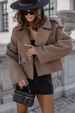 retro style short trench coat for petite women double breasted design lapel belt epaulettes workwear theme_ecoleips.com