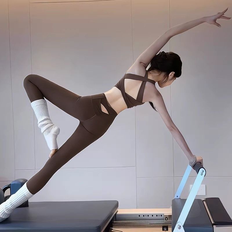 Women's New Backless Sports Vest High-Intensity Shockproof Fixed Cup Bra Yoga Outfit Fitness Set_ecoleips.com