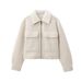 Women's Basic Long-Sleeve Cropped Jacket – Stand Collar, Zip-Up Casual Outerwear (Xs-L, Heather Grey)_ecoleips.com