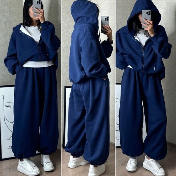 Women's Clothing Women's Casual Sports Suit Style Loose Fit Hooded Sweatshirt And Sweatpants Jogger Running Set For Spring And Autumn_ecoleips.com