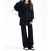 Knitted Top With High-waisted Skirt Patchwork Pants, Spring And Autumn Two-piece Set, 3D Effect, Solid Color, Girly_ecoleips.com