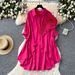 Women's Korean Dongdaemun Style Casual Shirt Relaxed Vibe Three Dimensional Floral Design Irregular Loose Batwing Sleeves_ecoleips.com