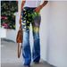 Women's Clothing Summer New Style Printed 3d Trend Irregular Wide Leg Pants Flowers And Birds Loose Casual Wide Leg Trousers_ecoleips.com