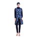 Women's Clothing Printed Swimsuit Four Piece Conservative High Elastic Swimsuit Beach Suit With Hood_ecoleips.com