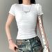 Ins Style Solid Color Round Neck Basic Sleeved T-shirt For Women 2025 New Spicy Girl Slim Fit Sexy Exposed Navel Short_ecoleips.com
