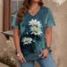 Floral Pattern 3D Printed Women's T-Shirt V Neck Short Sleeve Summer Top Cross Border Base Layer_ecoleips.com