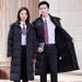 Unisex Long Black Cotton Padded Coat With Detachable Hood, Warm Winter Workwear Jacket Oversized Loose Fit, Tr Fabric, Multi-Pocket Design_ecoleips.com